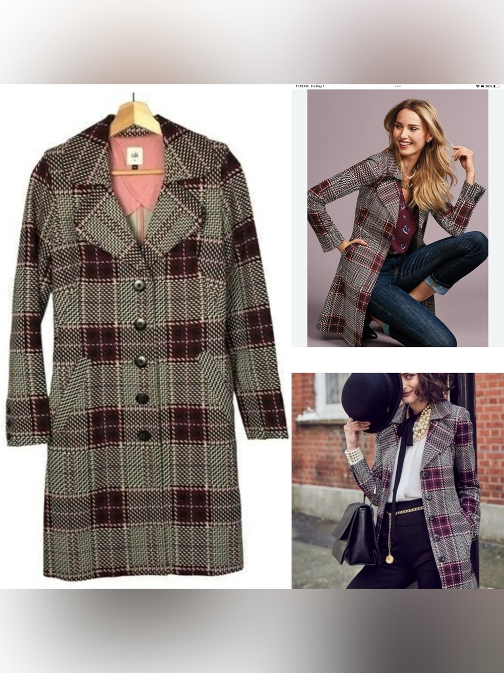 CABi Women 3370 Trench Coat Size XS
Multicolor Sovereign Plaid Button